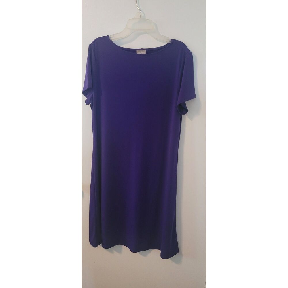Chico's Sz 1 M Boat Knee Regal Plum Dress